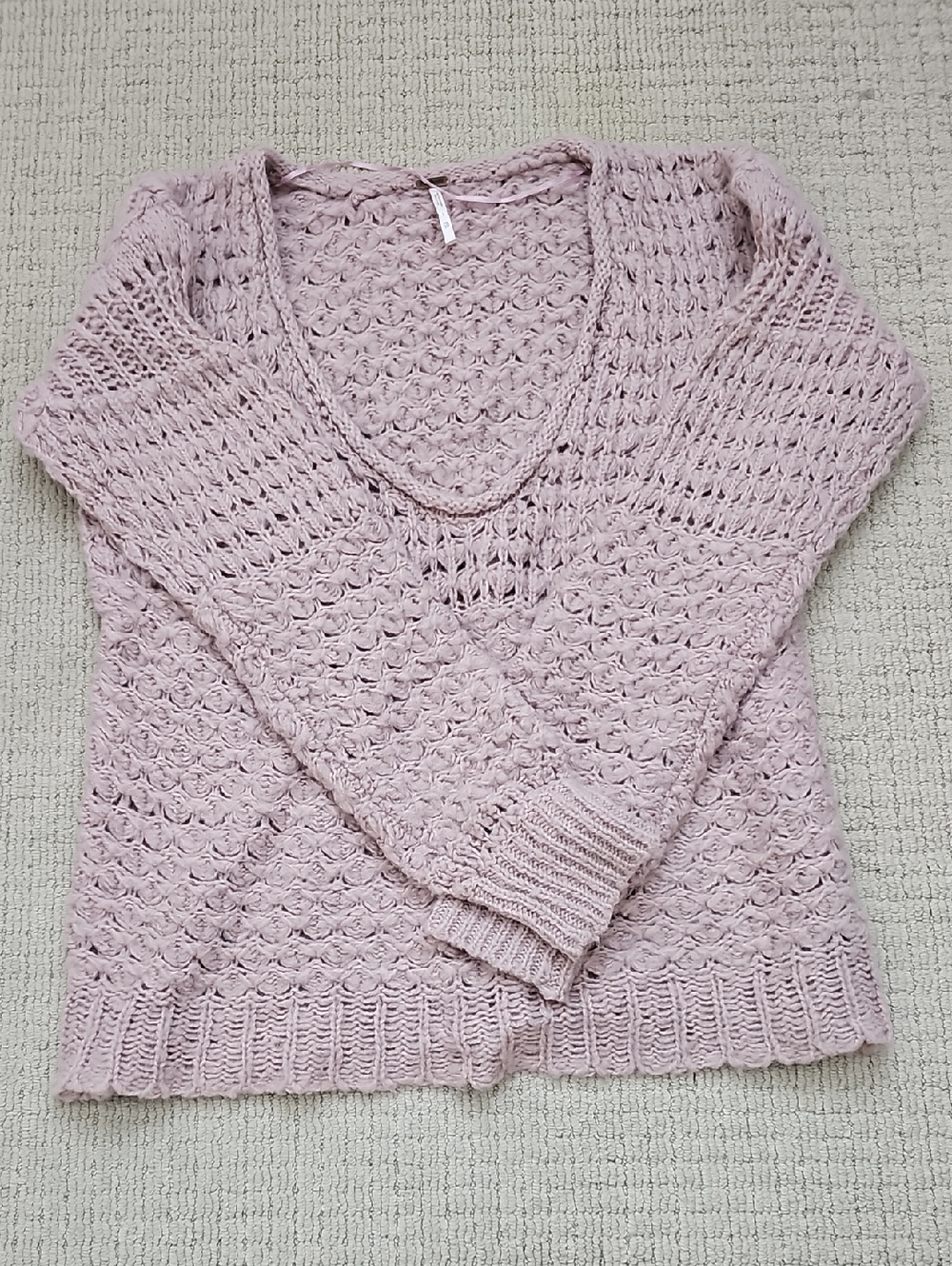 Free People V-Neck Ovrrsized Sweater - Light Mauve Pink